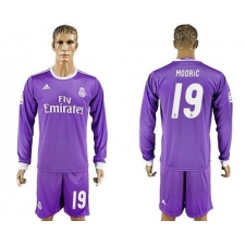Real Madrid #19 Modric Away Long Sleeves Soccer Club Jersey