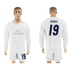 Real Madrid #19 Modric Marine Environmental Protection Home Long Sleeves Soccer Club Jersey