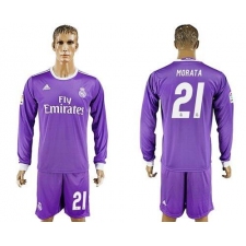 Real Madrid #21 Morata Away Long Sleeves Soccer Club Jersey