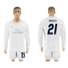 Real Madrid #21 Morata Marine Environmental Protection Home Long Sleeves Soccer Club Jersey