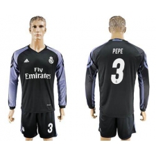 Real Madrid #3 Pepe Sec Away Long Sleeves Soccer Club Jersey