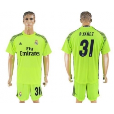 Real Madrid #31 R.Yanez Shiny Green Goalkeeper Soccer Club Jersey