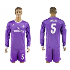Real Madrid #5 Varane Away Long Sleeves Soccer Club Jersey