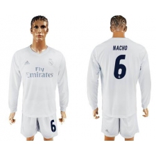 Real Madrid #6 Nacho Marine Environmental Protection Home Long Sleeves Soccer Club Jersey