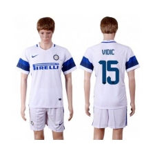Inter Milan #15 Vidic White Away Soccer Club Jersey
