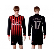 AC Milan #17 C.zapata Home Long Sleeves Soccer Club Jersey