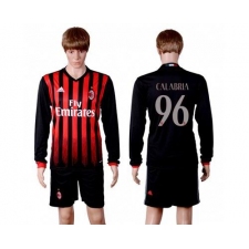 AC Milan #96 Calabria Home Long Sleeves Soccer Club Jersey