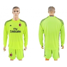 AC Milan Blank Shiny Green Goalkeeper Long Sleeves Soccer Club Jersey