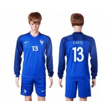 France #13 Kante Home Long Sleeves Soccer Country Jersey