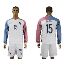 France #15 Sagna Away Long Sleeves Soccer Country Jersey