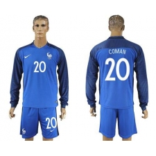 France #20 Coman Home Long Sleeves Soccer Country Jersey
