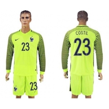 France #23 Costil Green Long Sleeves Goalkeeper Soccer Country Jersey