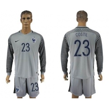 France #23 Costil Grey Goalkeeper Long Sleeves Soccer Country Jersey