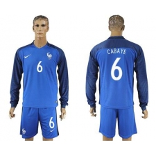 France #6 Cabaye Home Long Sleeves Soccer Country Jersey