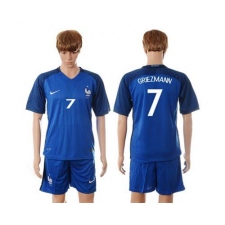 France #7 Griezmann Blue Soccer Country Jersey
