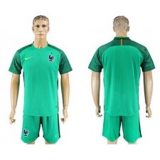 France Blank Green Goalkeeper Soccer Country Jersey