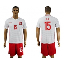 Poland #15 Glik Home Soccer Country Jersey