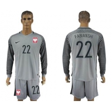 Poland #22 Fabianshi Grey Goalkeeper Long Sleeves Soccer Country Jersey