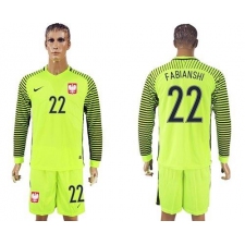 Poland #22 Fibianshi Green Long Sleeves Goalkeeper Soccer Country Jersey