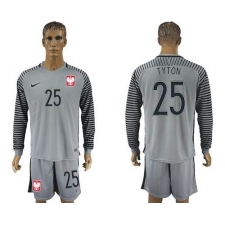 Poland #25 Tyton Grey Goalkeeper Long Sleeves Soccer Country Jersey