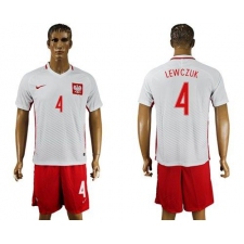 Poland #4 Lewczuk Home Soccer Country Jersey