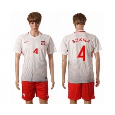 Poland #4 Szukala Home Soccer Country Jersey