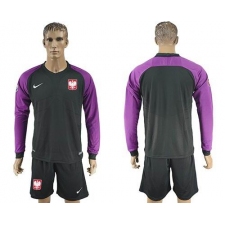 Poland Blank Black Goalkeeper Long Sleeves Soccer Country Jersey
