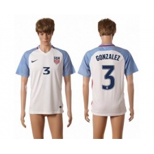 USA #3 Gonzalez Home Soccer Country Jersey
