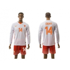 Holland #14 Cruyff Away Long Sleeves Soccer Country Jersey