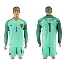 Portugal #1 Patricio Away Long Sleeves Soccer Country Jersey