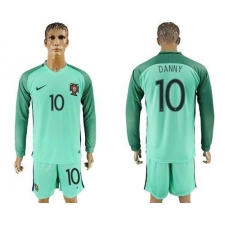 Portugal #10 Danny Away Long Sleeves Soccer Country Jersey