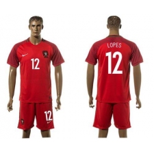 Portugal #12 Lopes Home Soccer Country Jersey