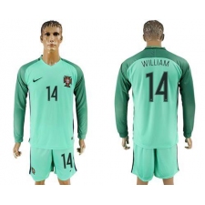 Portugal #14 William Away Long Sleeves Soccer Country Jersey