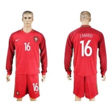 Portugal #16 J.Mario Home Long Sleeves Soccer Country Jersey
