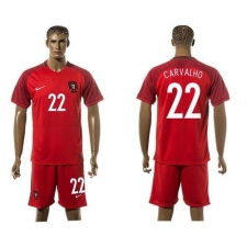 Portugal #22 Carvalho Home Soccer Country Jersey