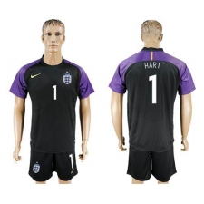 England #1 Hart Black Goalkeeper Soccer Country Jersey