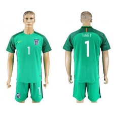 England #1 Hart Green Goalkeeper Soccer Country Jersey