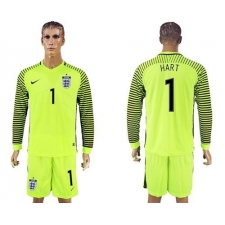 England #1 Hart Green Long Sleeves Goalkeeper Soccer Country Jersey