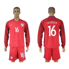 England #16 Jagielka Away Long Sleeves Soccer Country Jersey
