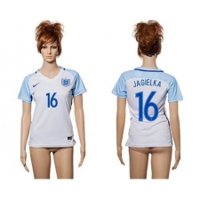 Women's England #16 Jagielka Home Soccer Country Jersey