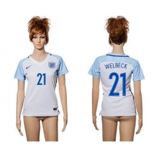 Women's England #21 Welbeck Home Soccer Country Jersey