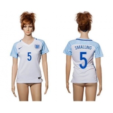 Women's England #5 Smalling Home Soccer Country Jersey