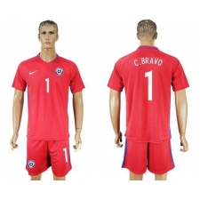Chile #1 C.Bravo Home Soccer Country Jersey
