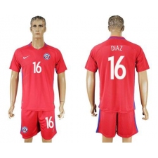 Chile #16 Diaz Home Soccer Country Jersey