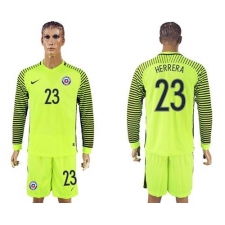 Chile #23 Herrera Green Long Sleeves Goalkeeper Soccer Country Jersey