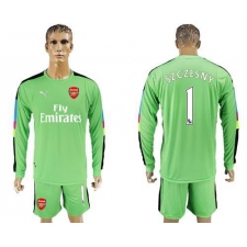Arsenal #1 Szczesny Green Goalkeeper Long Sleeves Soccer Club Jersey