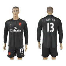 Arsenal #13 Ospina Black Long Sleeves Goalkeeper Soccer Club Jersey