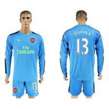 Arsenal #13 Ospina Blue Goalkeeper Long Sleeves Soccer Club Jersey