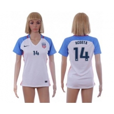 Women's USA #14 Acosta Home Soccer Country Jersey