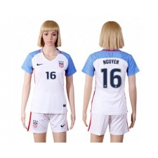 Women's USA #16 Nguyen Home Soccer Country Jersey